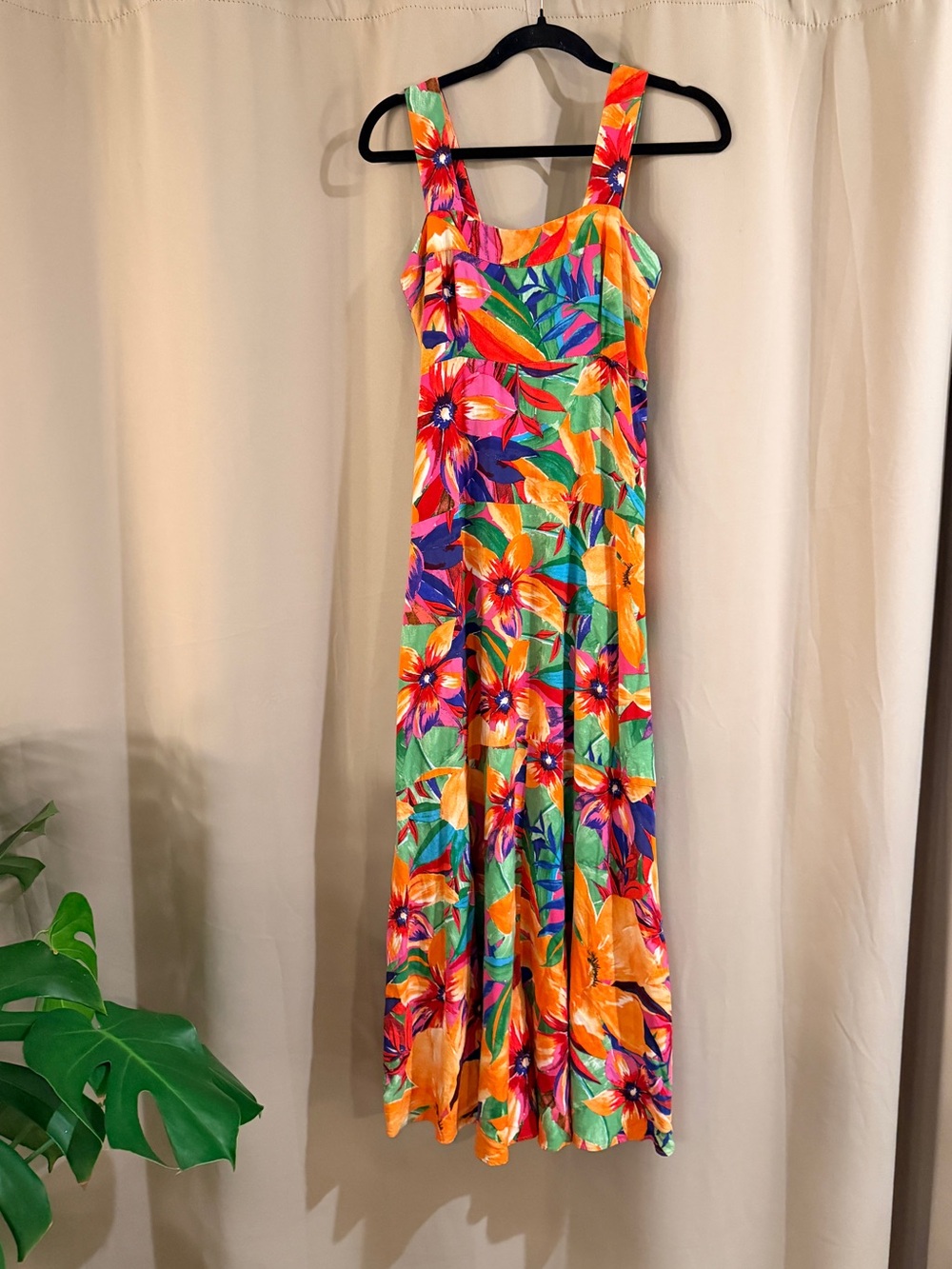 1. STATE Multicolor Tropical Floral Dress - Bright Orange, Green & Purple